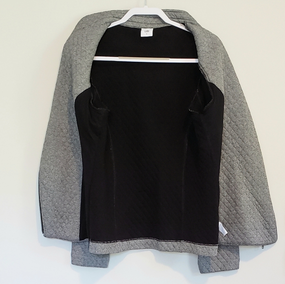 Cabi Quilted Herringbone Zip Front Jacket Sz Lg Gem